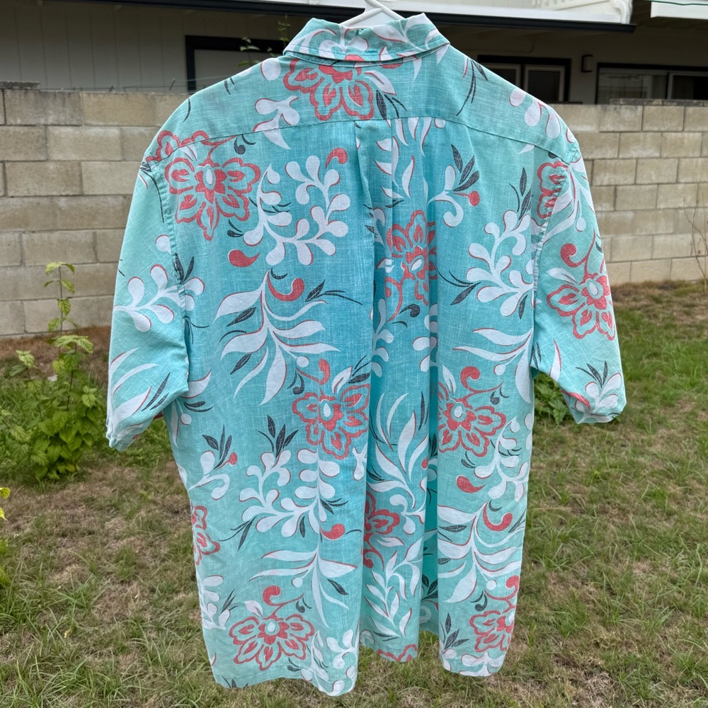 Reyn Spooner Floral Teal Men's Shirt - Picture 3 of 8